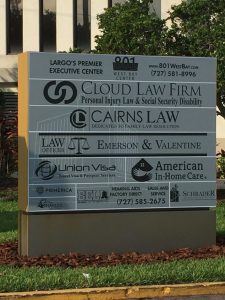 Office Sign for Largo Cloud Law Firm Personal Injury Truck & Car Accident Lawyers Near Me