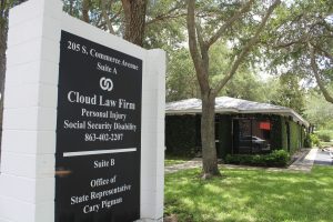 Office Sign for Sebring Cloud Law Firm Personal Injury Truck & Car Accident Lawyers Near Me